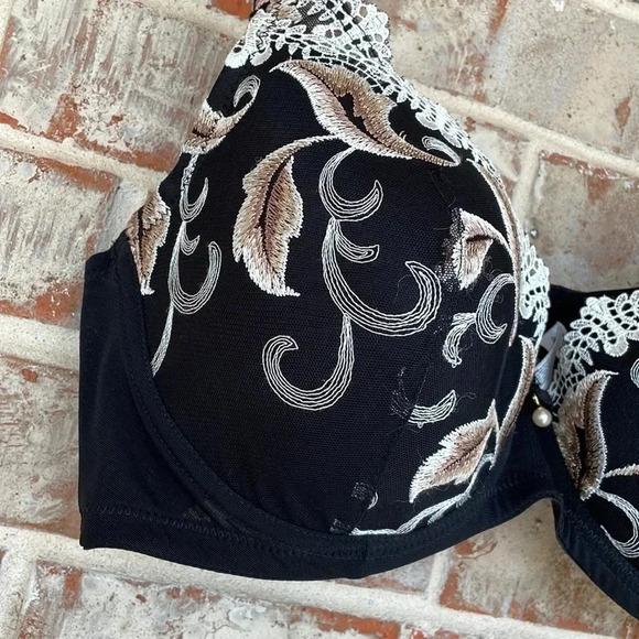 Apostrophe Black Embroidered Lace Trimmed Underwire Bra - Picture 2 of 11
